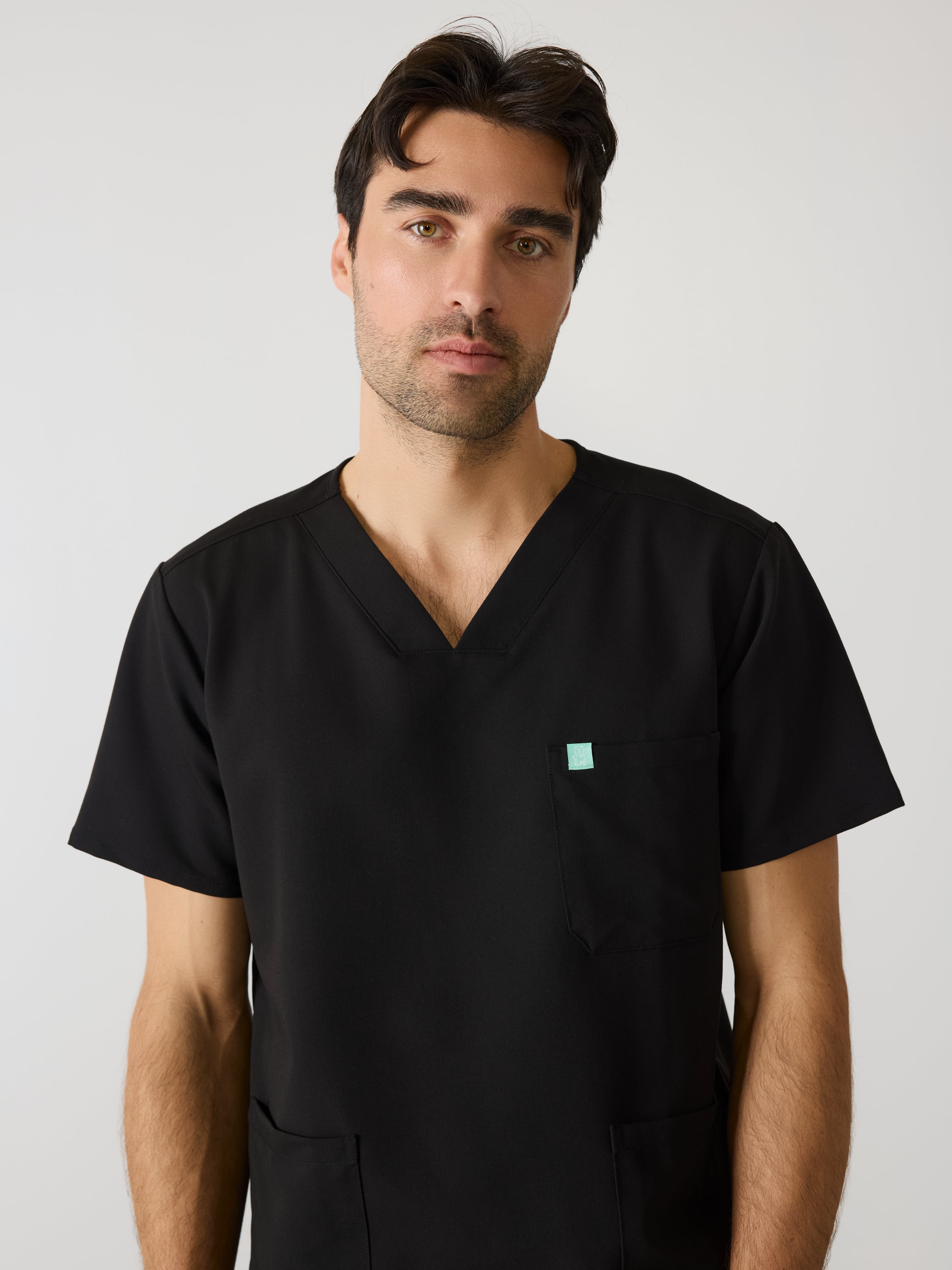 ZACK RE-GARDE™ - NEGRO - Chaqueta de uniforme médico de hombre con tres bolsillos - SILVADUR™