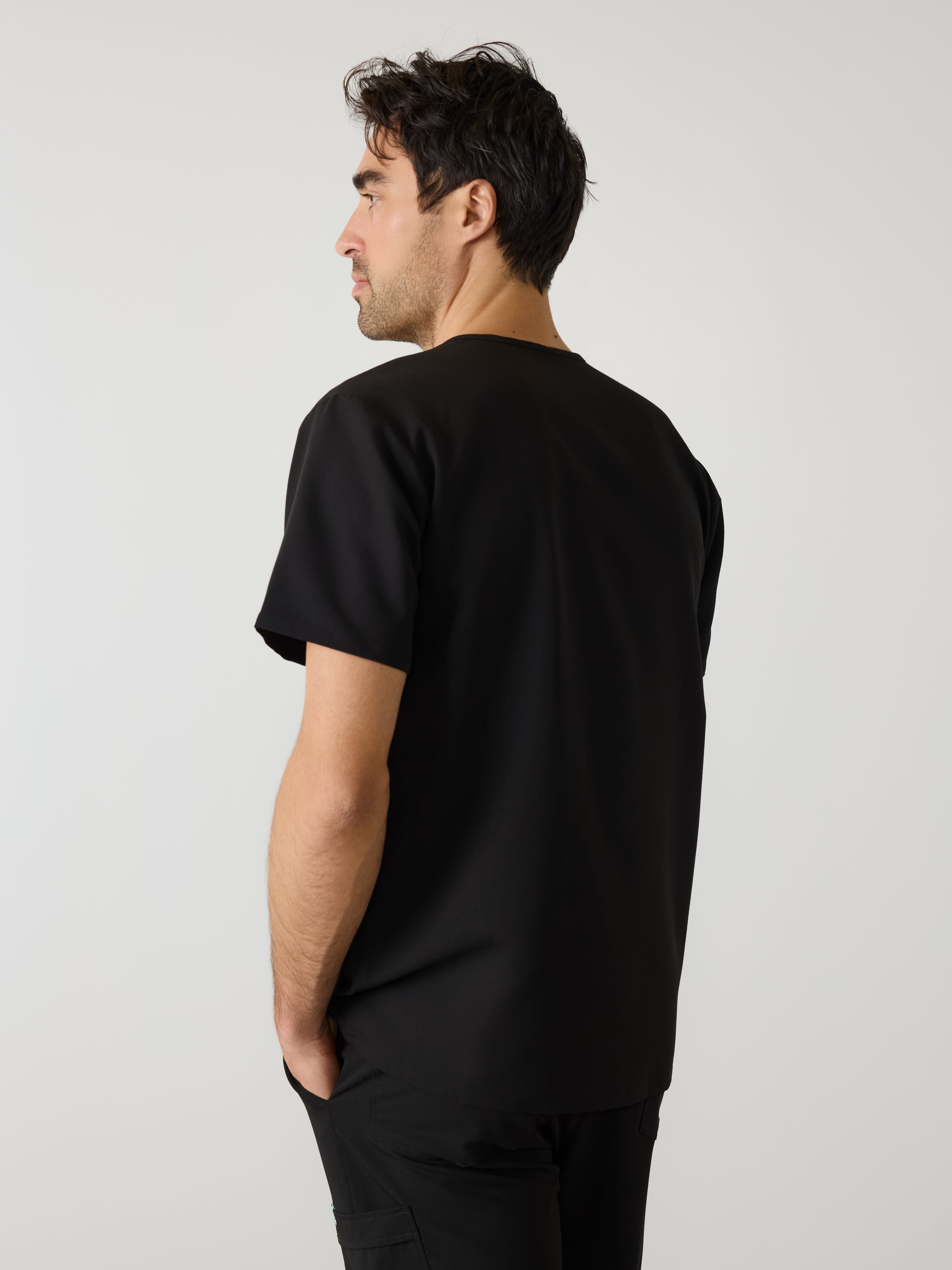 ZACK RE-GARDE™ - NEGRO - Chaqueta de uniforme médico de hombre con tres bolsillos - SILVADUR™
